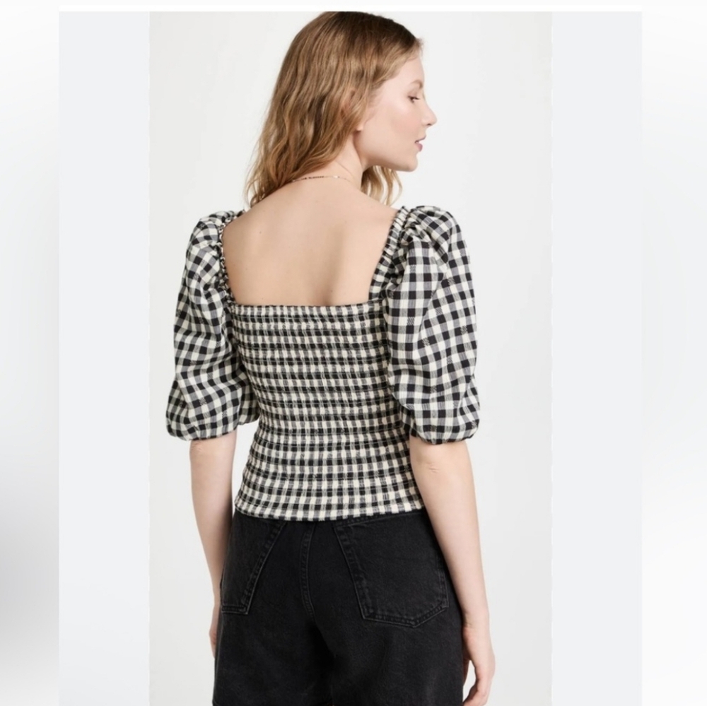 BB DAKOTA Black and White Checkered Women's Top - Picture 2 of 5